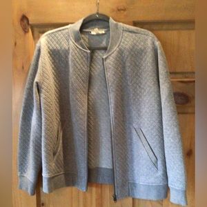 Eileen Fisher gray quilted bomber jacket. Size S/P